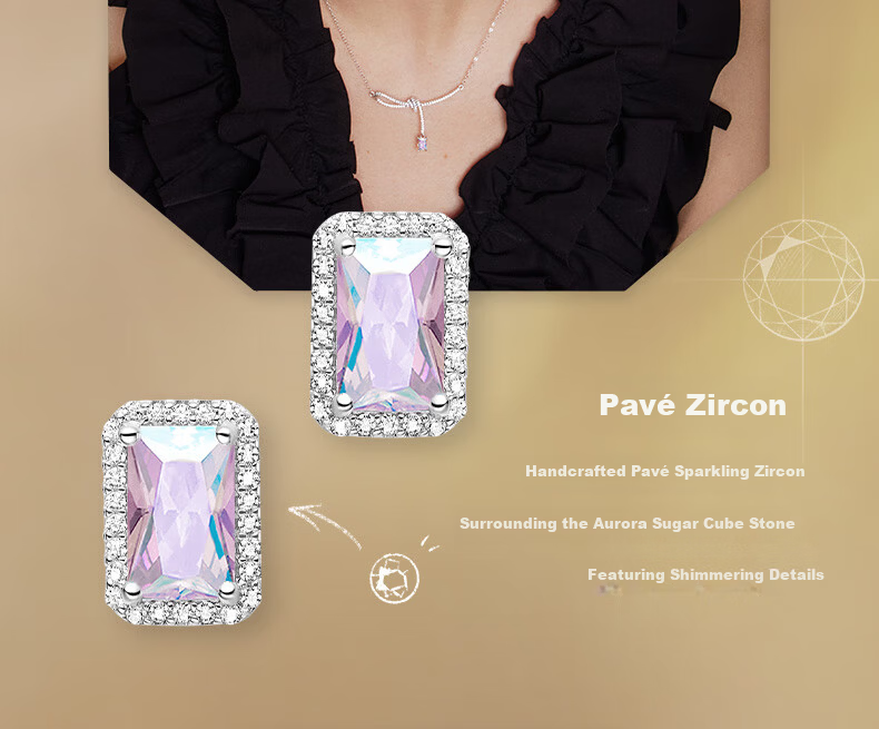 HEFANG Sparkling Sugar Cube Earrings Jewelry High-End Birthday Gift Women's Day Goddess Gift for Girlfriend 9