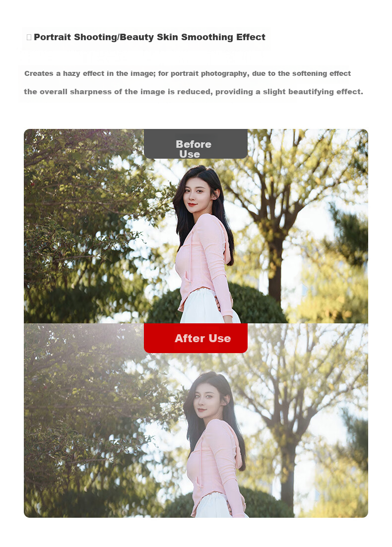 Kase White Soft Quarter Filter Soft Light Lens Soft Focus Lens Hazy Lens Portrait Beauty Lens Camera Dreamy Creative Photography Filter 67mm 12