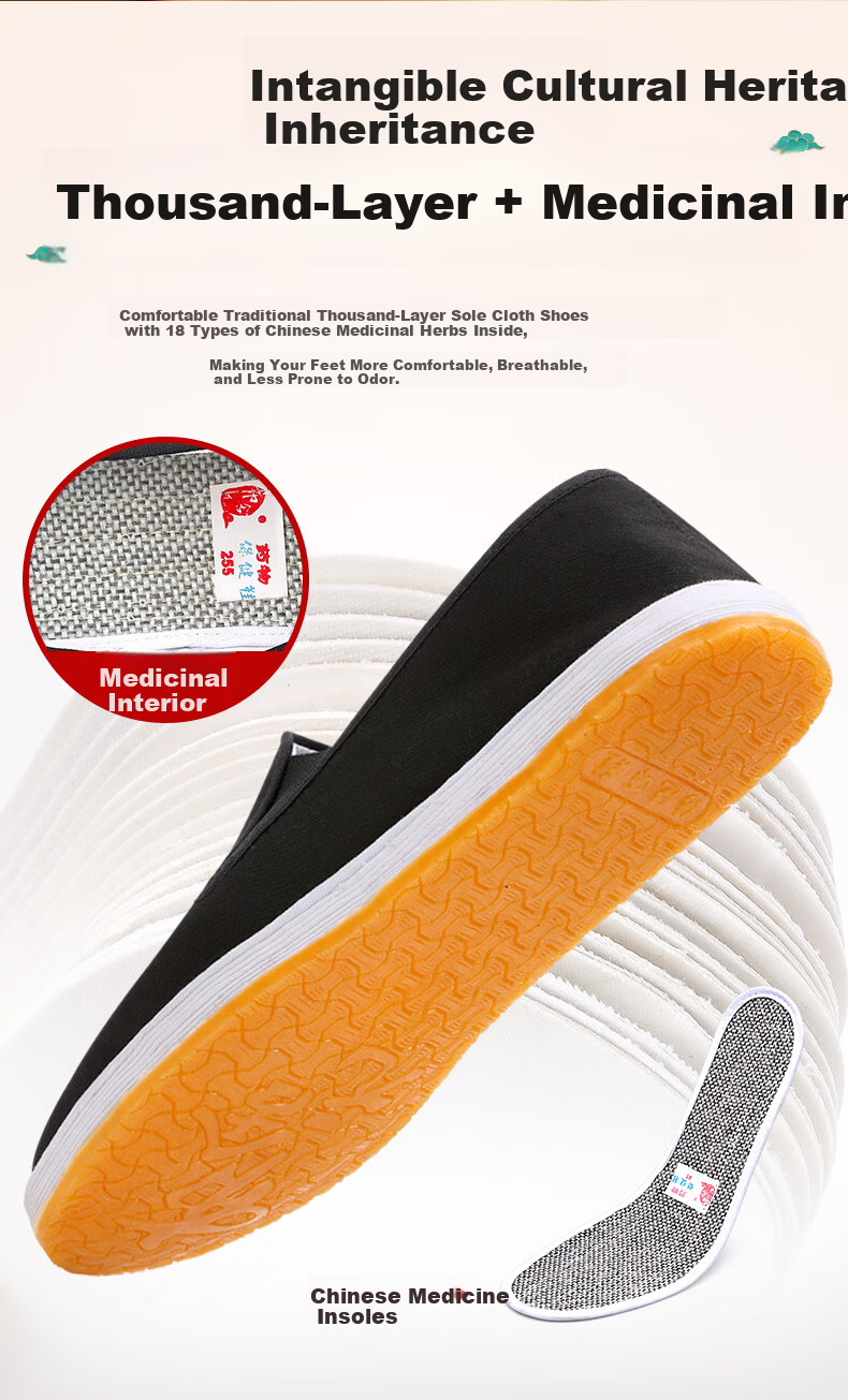 BUSHEYUAN Traditional Handmade Multi-layer Sole Elderly Shoes Men's Middle-aged and Elderly Dad Shoes YW03JP Beef Tendon Sole Size 39 2