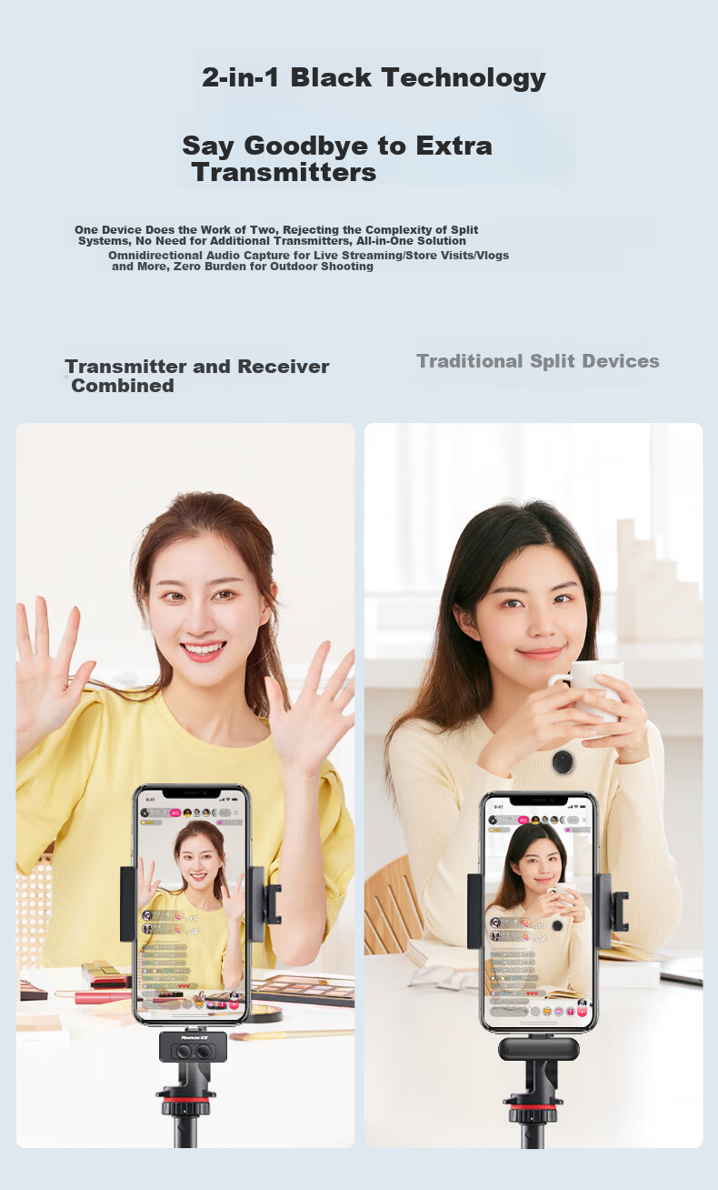 Newmine ZM19 Wireless Lavalier Microphone for Live Streaming, Noise-Cancelling Recording Mic for Short Videos, K-Singing, Mobile Phone Use, Black 8