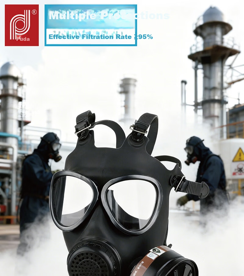 Puda MJ-4003 Full Face Gas Mask with No.3 Metal Canister, Self-Priming Organic Gas and Vapor Filter, Industrial Chemical Use, 1 Set 1
