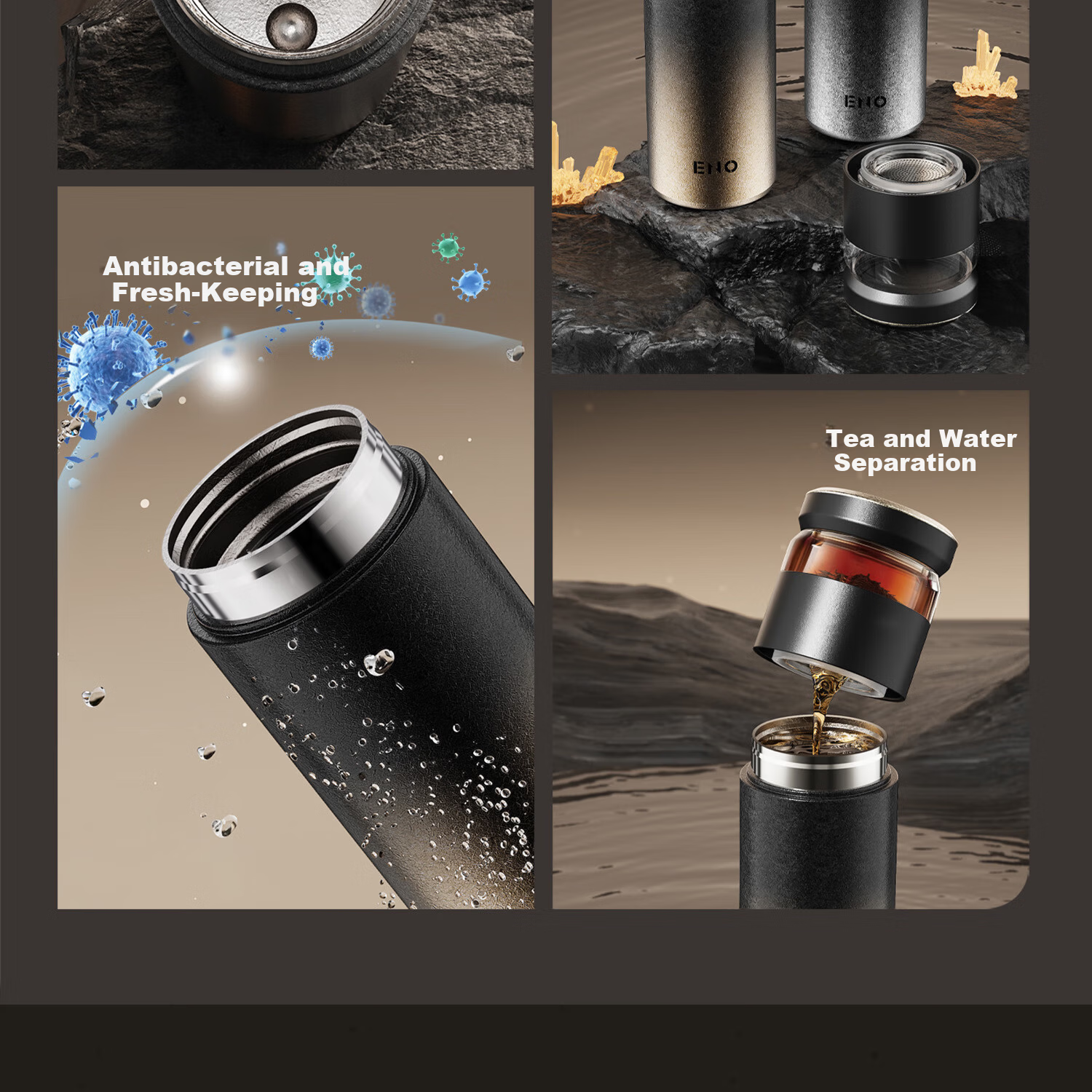 Eno 2026 New High-End Pure Titanium Insulated Water Bottle for Men and Women, Health Preservation Tea Separation Tea Brewing Cup, Gift Cup 5