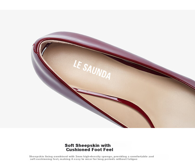 Le Saunda 26 Spring New Fashion Chunky Heel Square Toe Lambskin Commuter Pumps Women 6T41009 Hepburn Black BKK 36 5