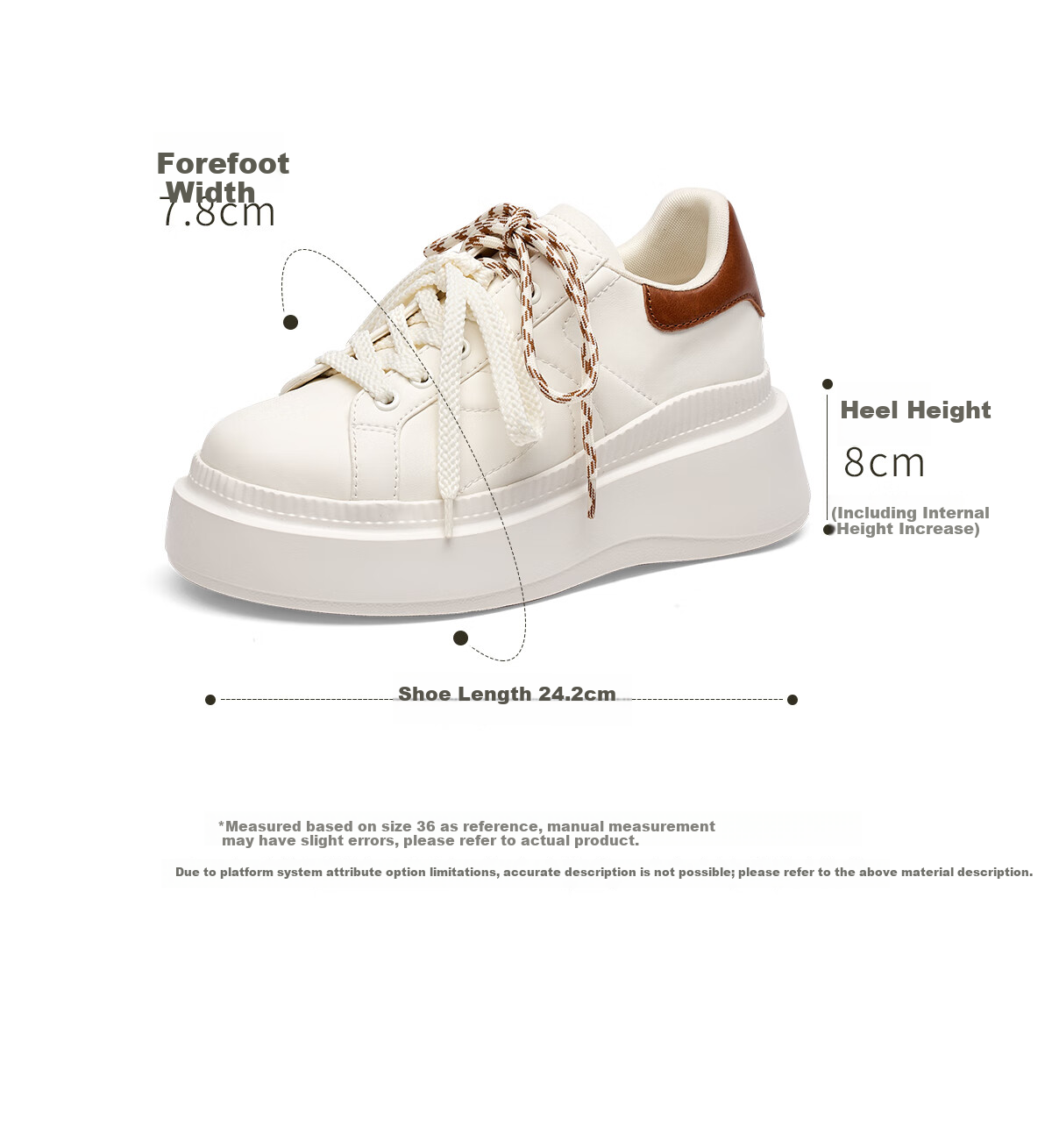 KISS CAT 8CM Height Increasing Long Leg Shoes Biscuit Casual Thick Sole White Sneakers Silver Size 36 9