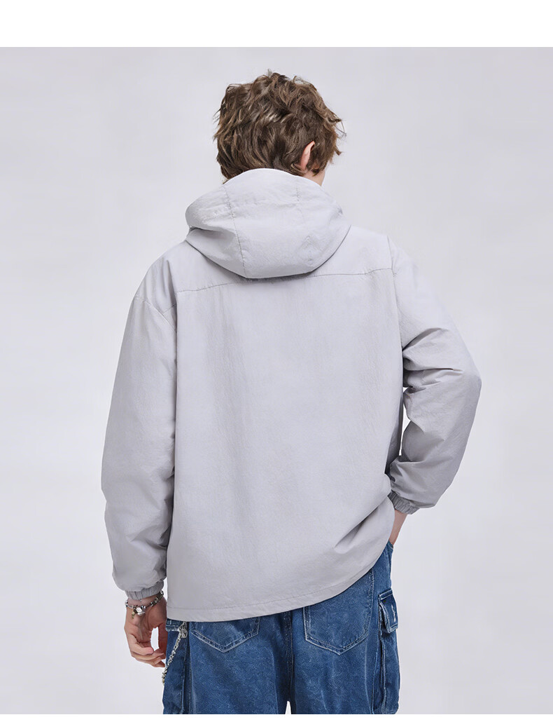 Charles Peach Heart Summer Outdoor Hooded Couple Sun Protection Jacket UPF50+ Lightweight Breathable Casual Unisex Ivory White XS 9