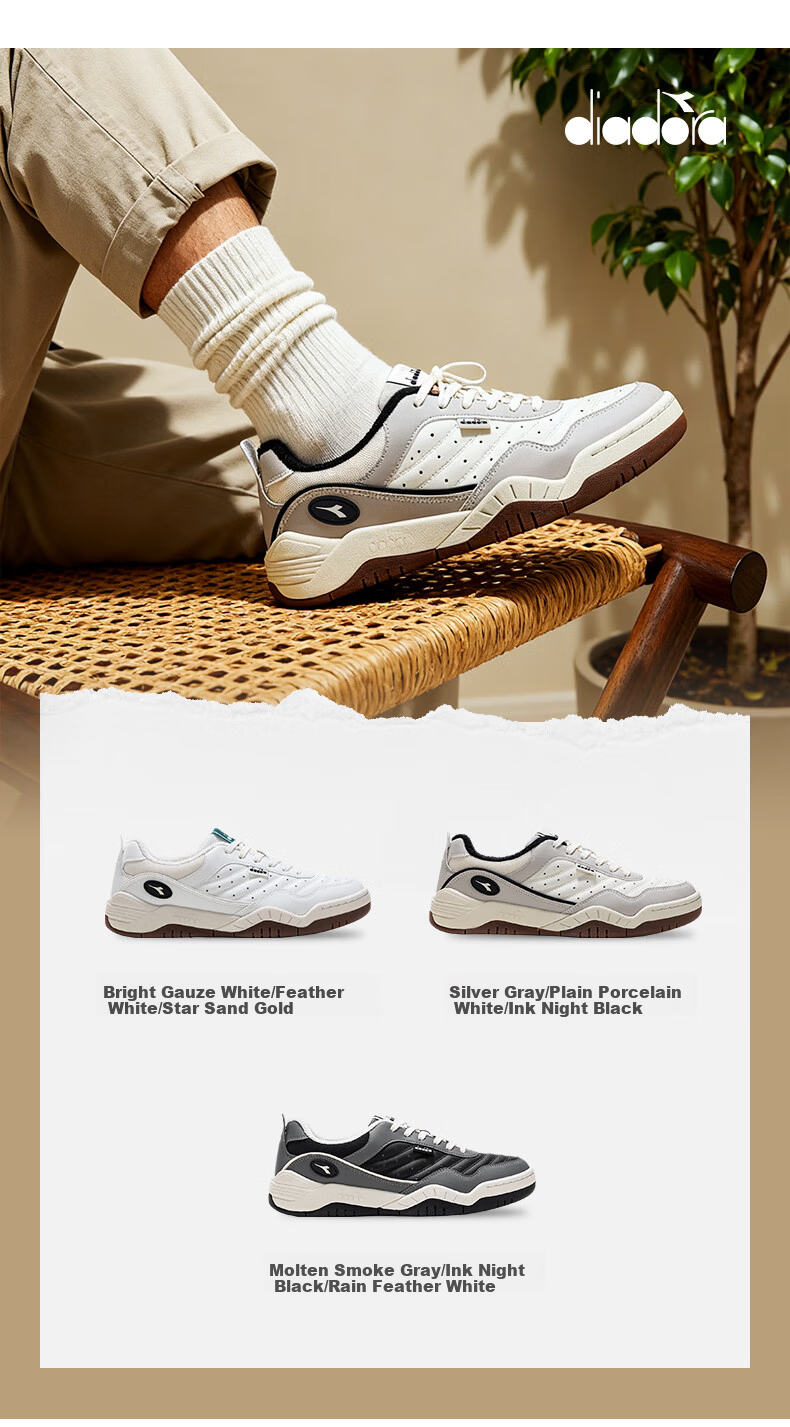 Diadora Action Flash Low-Cut Sports Casual Shoes for Men and Women Silver Gray/White/Black N7482 Size 40 3