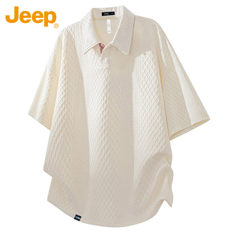 JEEP Men's Short Sleeve Waffle Polo Shirt Summer Casual Loose Fit Father's Day Gift