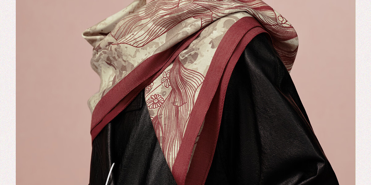 Wanshili Double-Sided Printed Silk Wool Scarf 2025 New Style Birthday New Year Gift for Mom Shawl Outerwear - Suo Qingqiu 16
