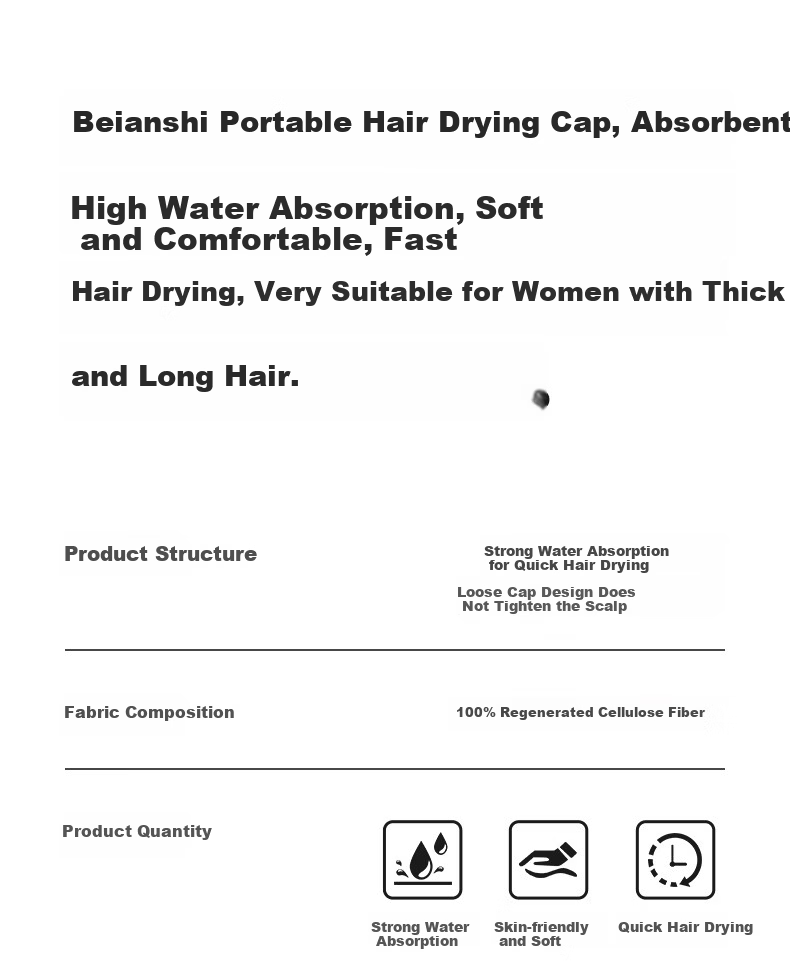 Beianshi Disposable Thickened Hair Drying Towel for Women, Individually Packaged, Absorbent Shower Cap, Travel Hotel Use, Pack of 3 1