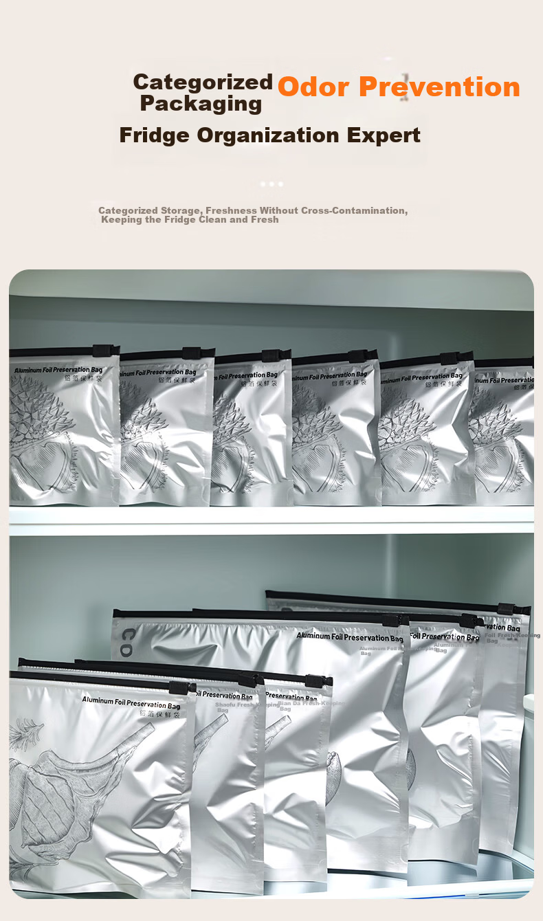 Chuida Huang Aluminum Foil Antibacterial Resealable Thickened Large Freezer Storage Bags Medium Size 10 Pieces 11