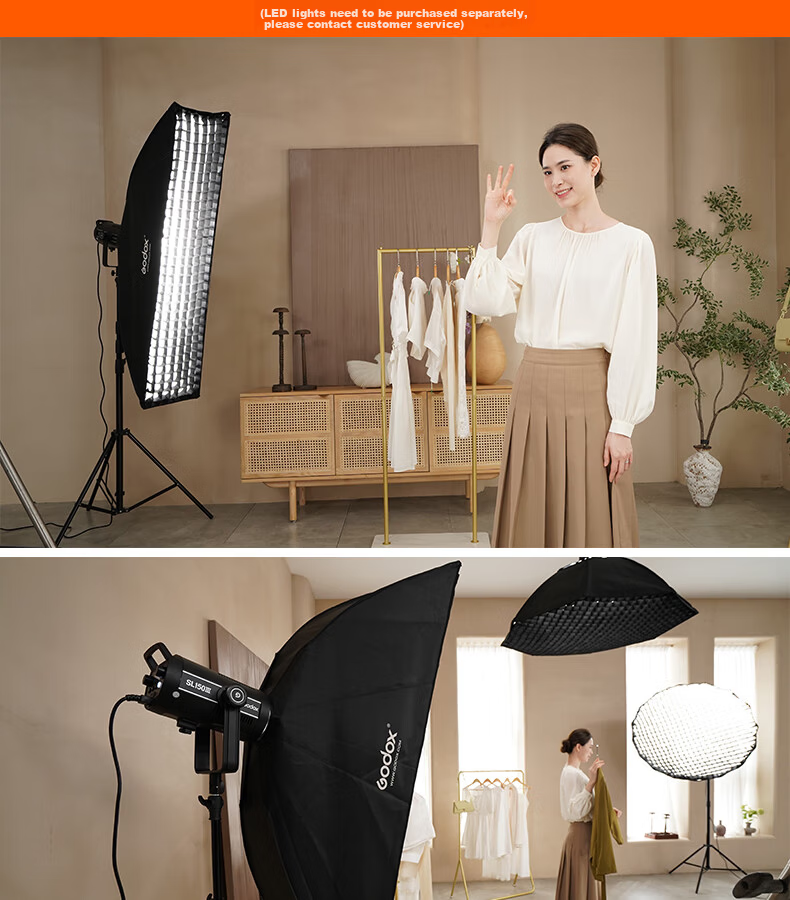 Godox 30x120cm Rectangular Grid Softbox with Bowens Mount Studio Flash Lighting Accessory Detachable Grid Softbox [Official Standard] 7