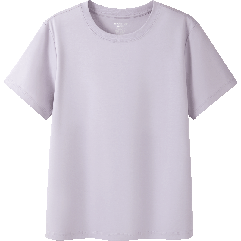 THREEGUN [60-Count Long-Staple Mulberry Silk Cotton Blend] Women's Short-Sleeve T-Shirt, Cool-Feeling Silk Cotton Modal High-Elasticity Blouse Gift Box