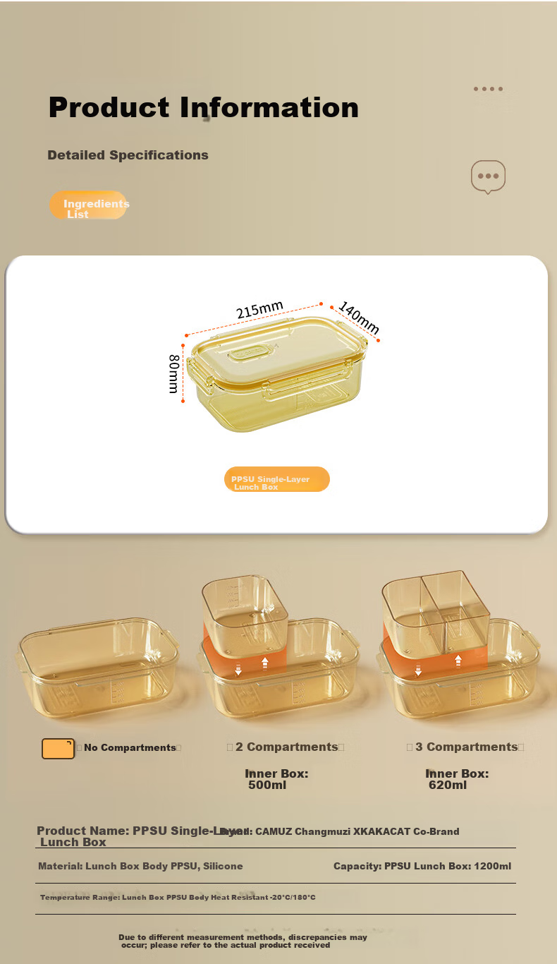 CAMUZ PPSU Baby Bottle Grade Microwaveable Lunch Box for Office Workers, Children, and Students, Fruit Container, 2-Pack 8