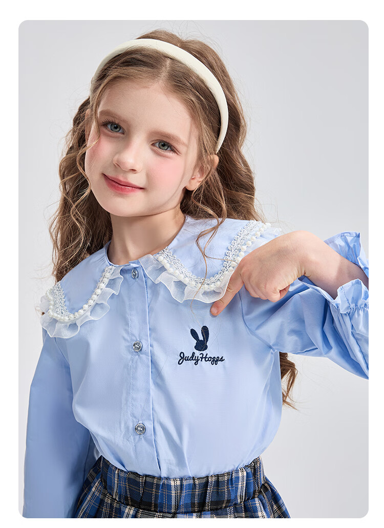 Disney Judy Bunny Police Officer Girls' Spring Autumn 2026 New Stylish Long Sleeve Shirt and Pleated Skirt Two-Piece Set 4