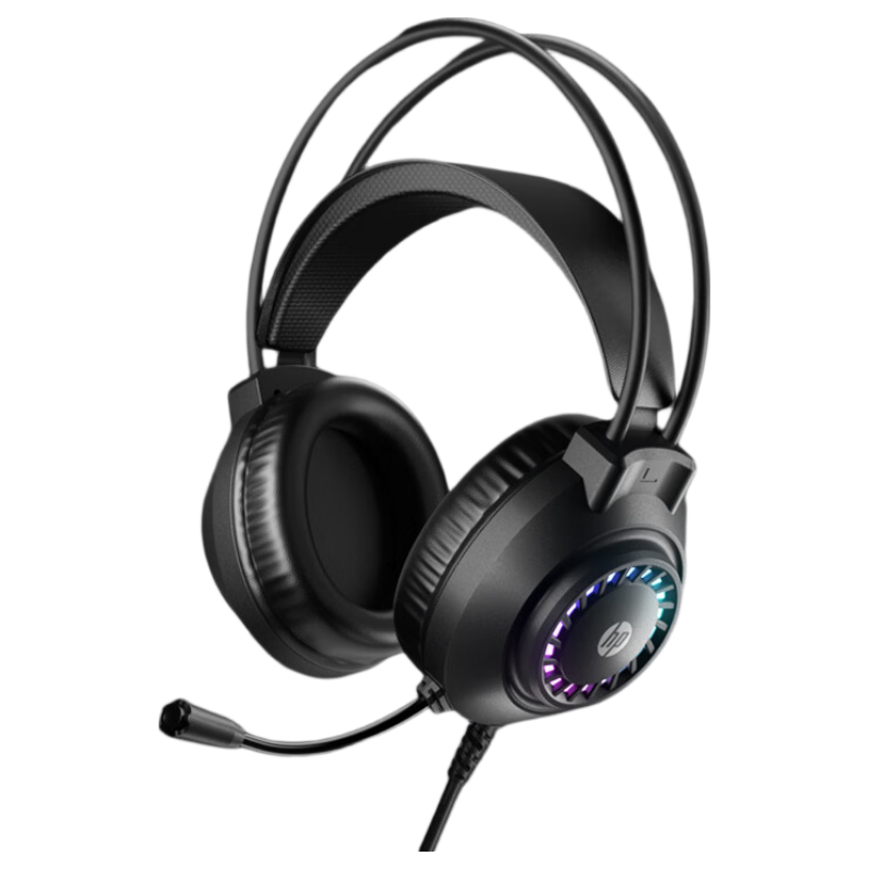 HP 1603 Over-Ear Gaming Headset Stereo Surround Wired Headphones with Mic for PC Internet Cafe Esports CSGO Delta Black 3.5mm