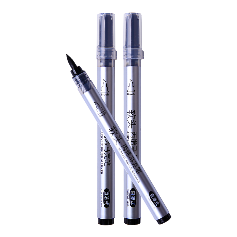 ARTECHO Direct Liquid Acrylic Marker Soft Tip Color Pen Set for Kids, Washable Black 3-Pack CS-ATOD29*3 Art Supplies for Elementary and Kindergarten