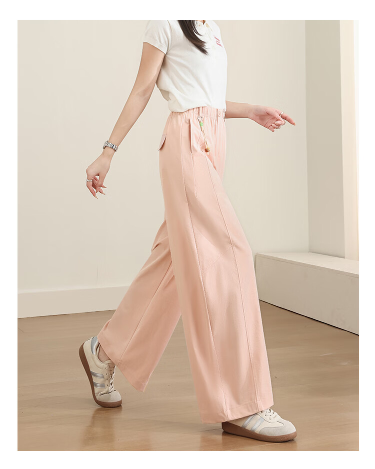 Free Style Wide-Leg Pants for Women Summer Thin 2026 New High Waist Slim Loose Draped Ice Feel Curved Straight Casual Trousers 17