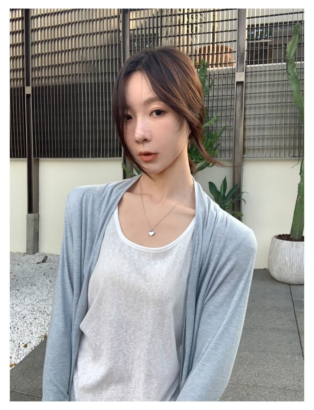 ICH MODE "Lazy Mode" Vest Set Summer Physical Sun Protection Long Sleeve T-Shirt Thin Jacket Air Conditioning Shirt White L 9