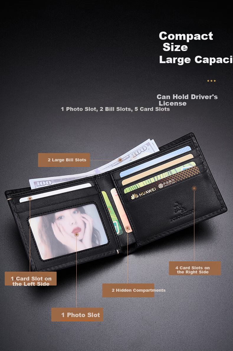 Paolo Mest Men's Genuine Leather Short Wallet Gift Box JD Self-operated Birthday New Year Gift for Boyfriend Husband Father 5