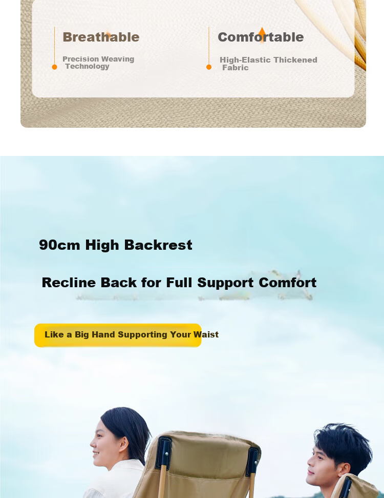 Gosoo Outdoor Folding Chair High Back Moon Chair Camping Chair with Backrest Portable Nap Folding Recliner Beach Chair 13