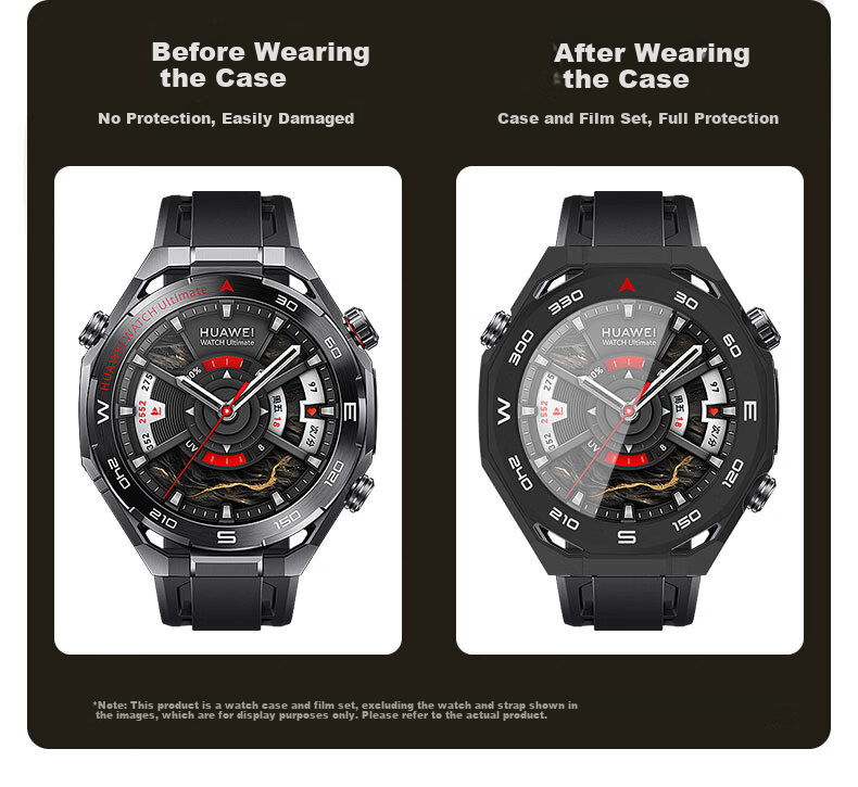 KMaxAI Huawei Watch Ultimate 2 Protective Case and Screen Protector Set Hard Shell Case with Tempered Glass Screen Protector Sky Black 4