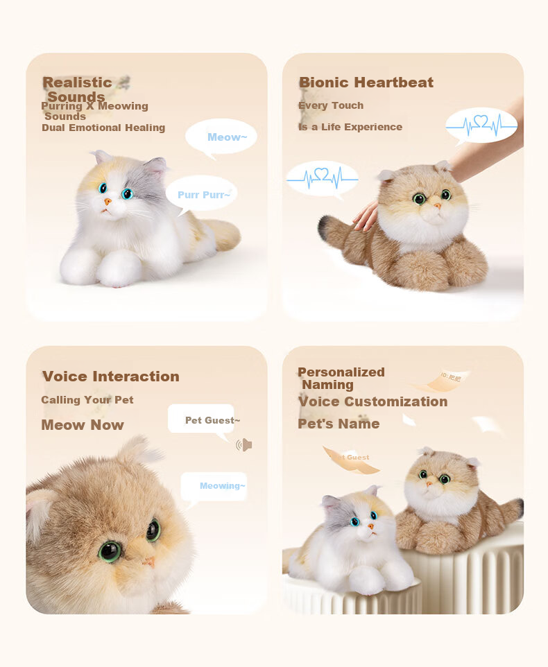 Chongker Plush Realistic Feedback Cat Smart Bionic High-End Electronic Pet Electric Doll Birthday Gift for Kids 3