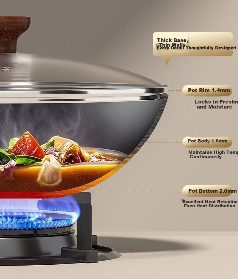 Midea Cast Iron Stir-Fry Pan Non-Coated Non-Stick Rust-Resistant 28cm Flat Bottom Frying Pan Compatible with Induction Cookers 12