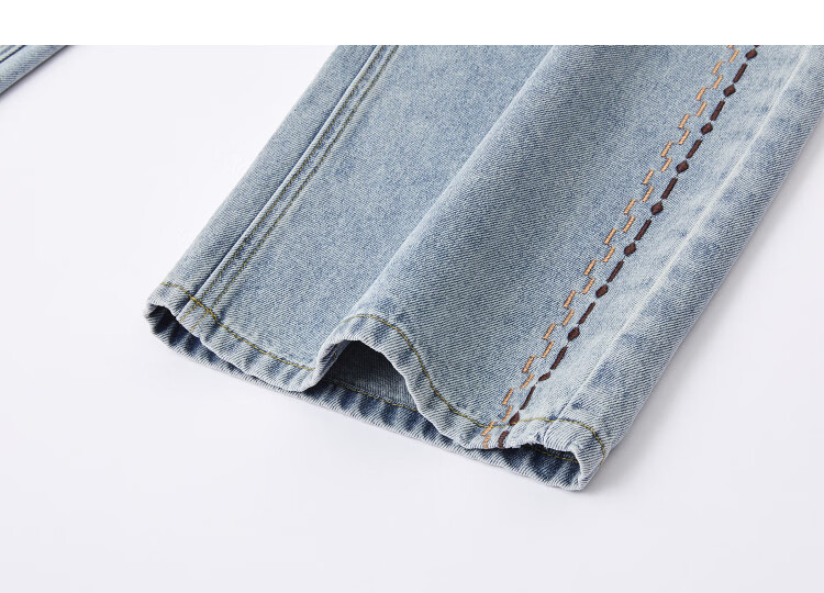 Demana [Cloud Oxygen Cotton] Spring High-Waist Embroidered Slimming Straight-Leg Concealing Wide-Leg Jeans for Women Premium Quality 13
