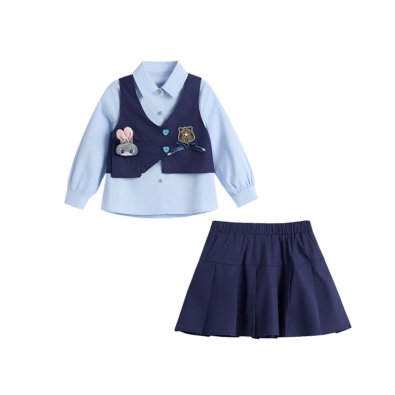 Disney Spring Bunny Officer Girls' Outfit Spring Autumn 2026 New Stylish Three-Piece Judy Bunny Children's Set
