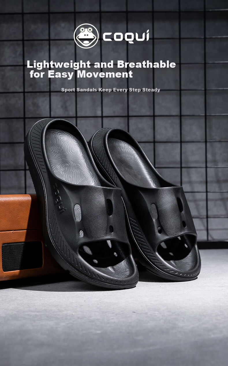 Coqui Unisex Summer Home Slippers Thick Sole Soft Elastic Cool Slippers Indoor Bathroom Slippers Deep Space Black 43CQ2520 1