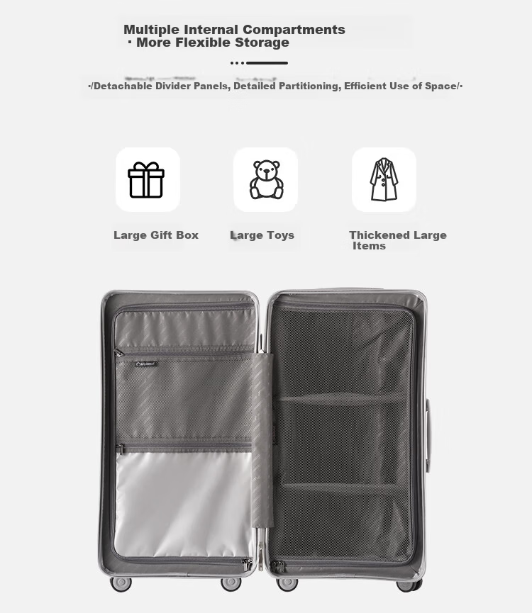 Diplomat Large Capacity Trolley Luggage Travel Suitcase Password Lock TC-2619 Moonlight Silver 26 Inch 6