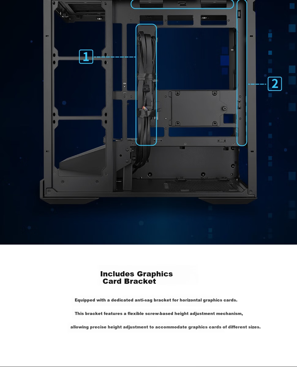 LIANLI Lianli Fengyi V100 MINI PC Case Pre-installed 4 Fans Seaview Case Black / Supports M-ATX Motherboard / 360mm Water Cooling / Pre-installed GPU Bracket 11
