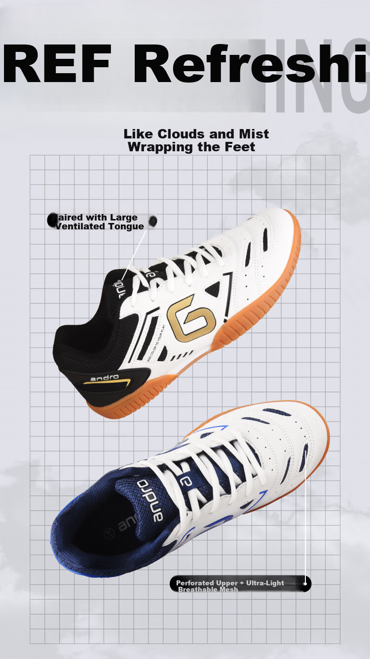 ANDRO An Duo Table Tennis Shoes Men Women Non-slip Wear-resistant Sports Shoes Tianrui TORIN Platinum Size 40 5