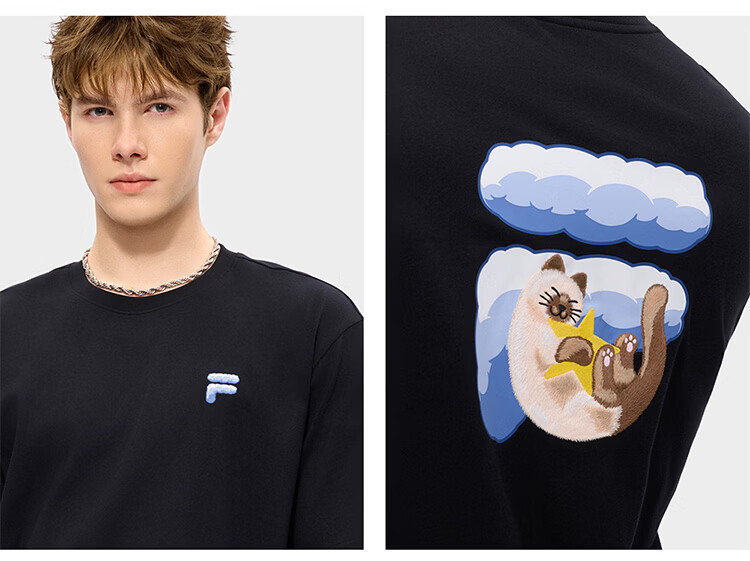 FILA FUSION Trendy Couple's Knitted Short Sleeve Shirt 2026 Summer Loose Fit Cool Cotton T-Shirt 54