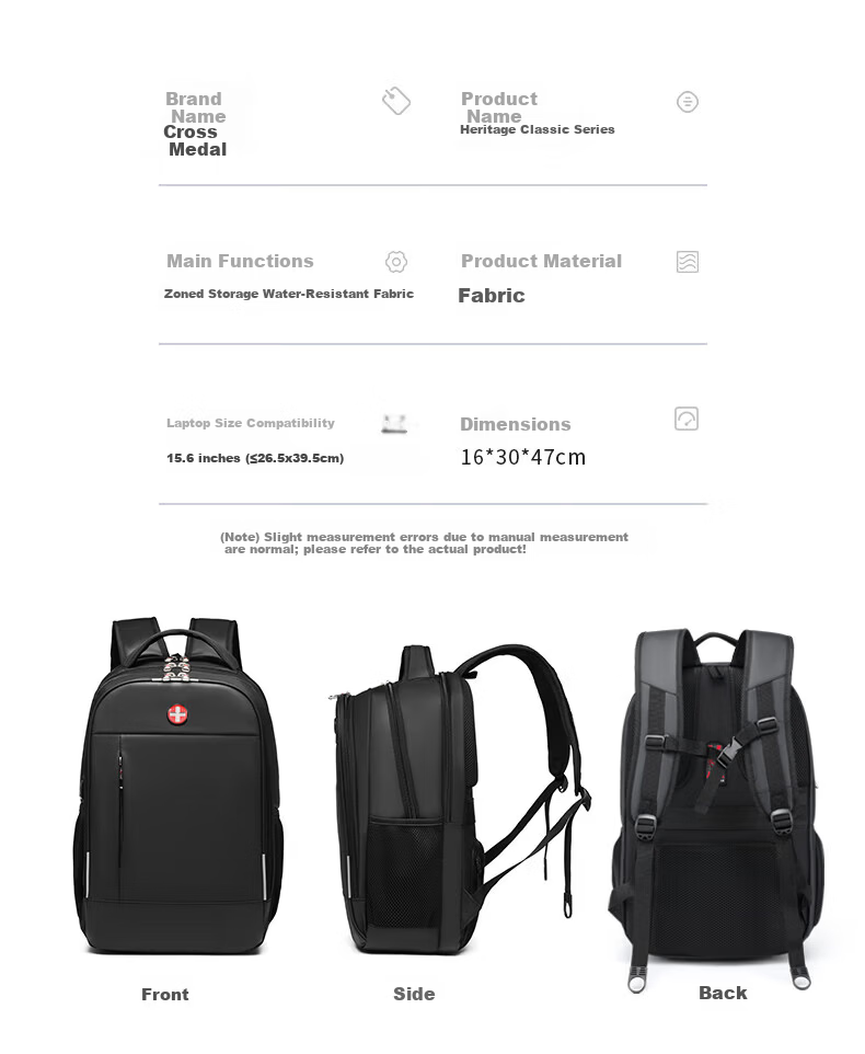 CROSSGEAR Swiss Army Knife Large Capacity Men's Backpack Business Travel Laptop Bag Student School Bag 5