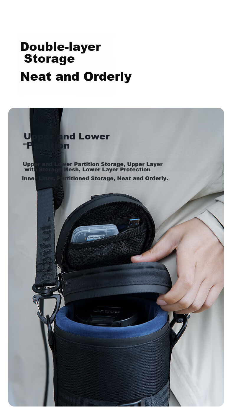 AMBITFUL Zhijie Lens Bag Storage Pouch Protective Case for Canon Nikon Sony Fuji Sigma Tamron DSLR Mirrorless Camera Lens Sleeve Barrel with Waist Hanging/Shoulder Strap 7
