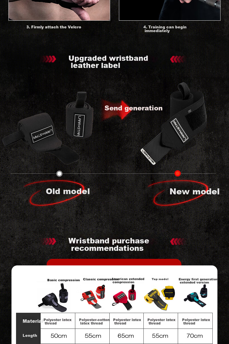 Laura Star Fitness Wrist Wraps Bench Press Wrist Support Weightlifting Training Anti-Sprain Sports Bandage Black [JD Exclusive] 7