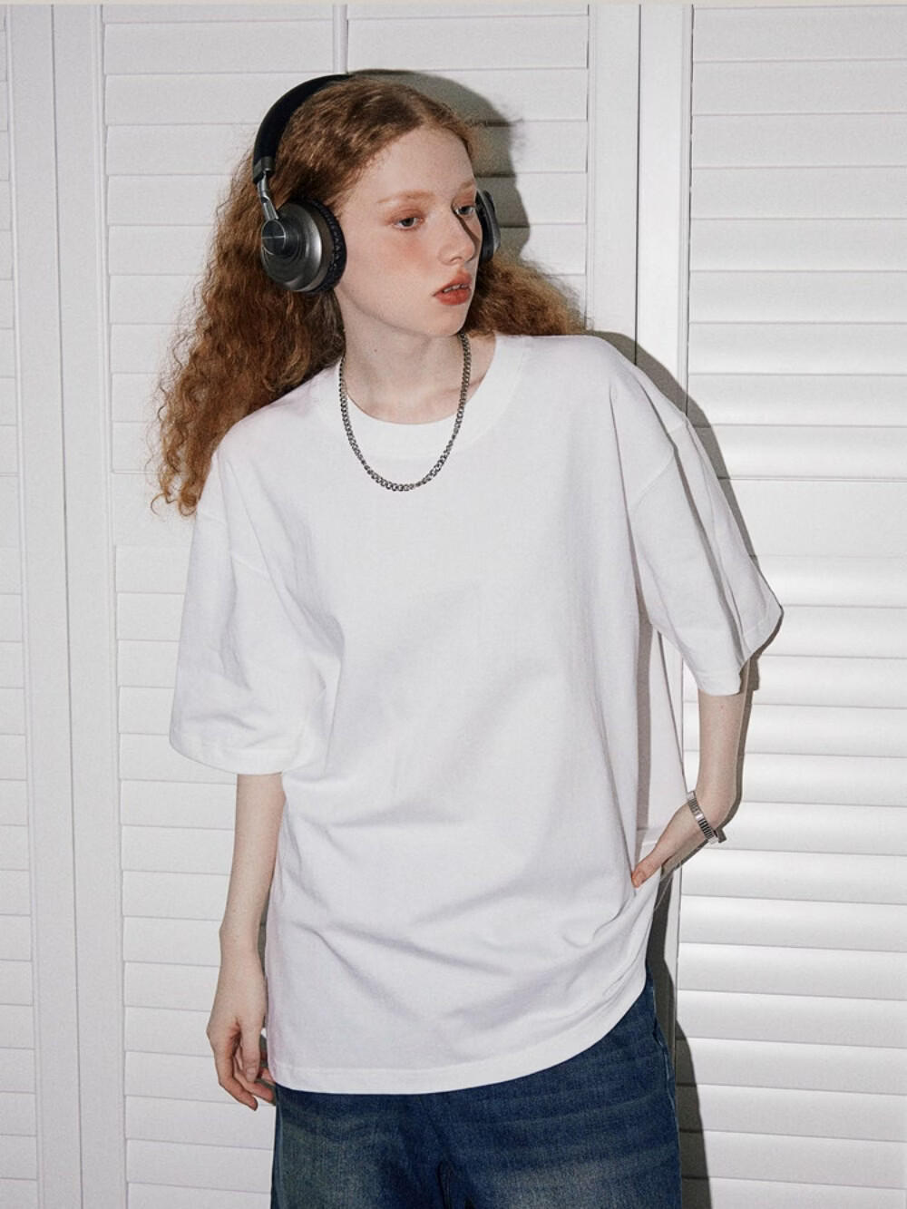 ICH MODE 300G Heavyweight American Style Casual Short Sleeve T-Shirt Women Pure Cotton White Summer Crew Neck Half Sleeve Top White XL 17