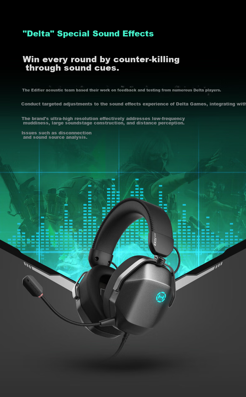 EDIFIER HECATE G5 MAX Sound Card Edition THX High-Resolution Wired Over-Ear Gaming Headset for PC Delta-Tuned FPS Chicken Dinner Microphone Pink 10