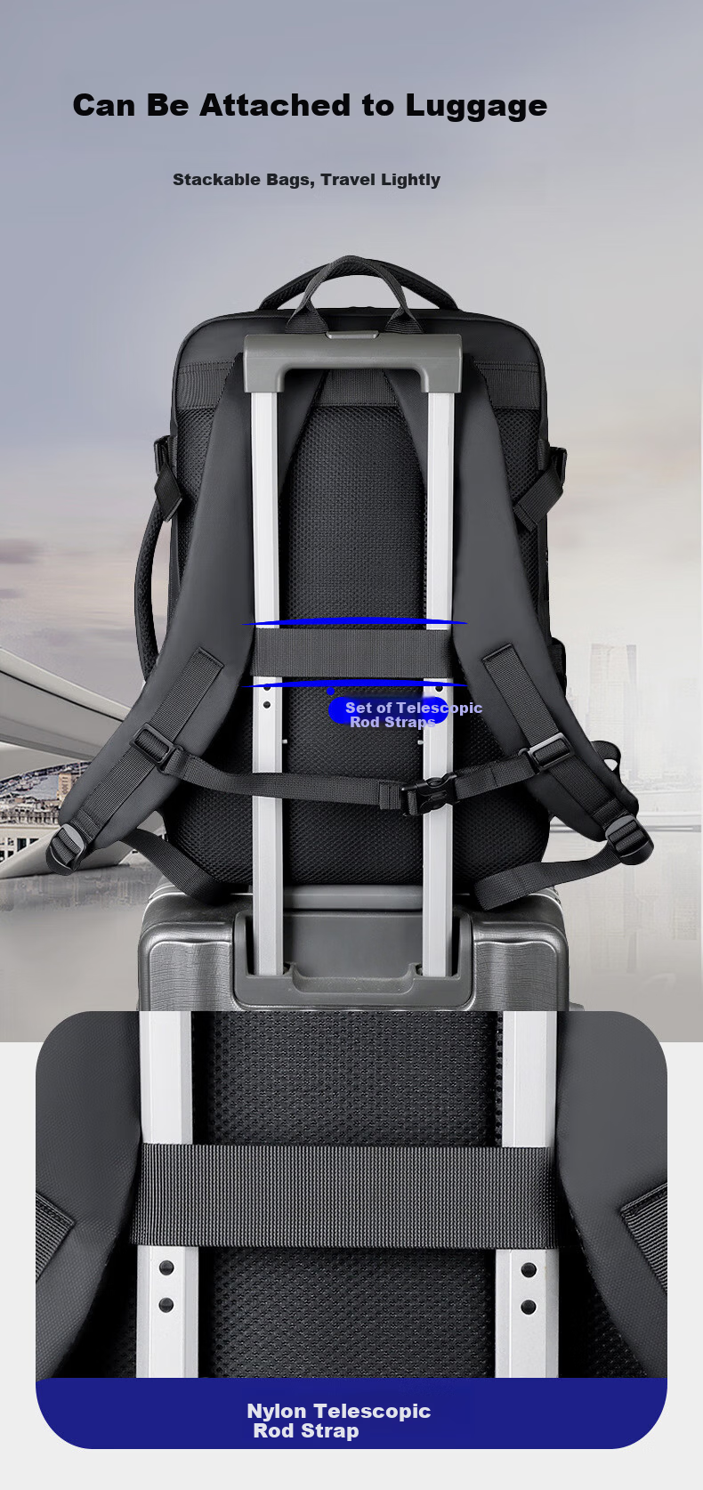 361° Backpack Men's Business Large Capacity Dual Shoulder Bag Independent Laptop Compartment Commuter Travel Casual Bag 23