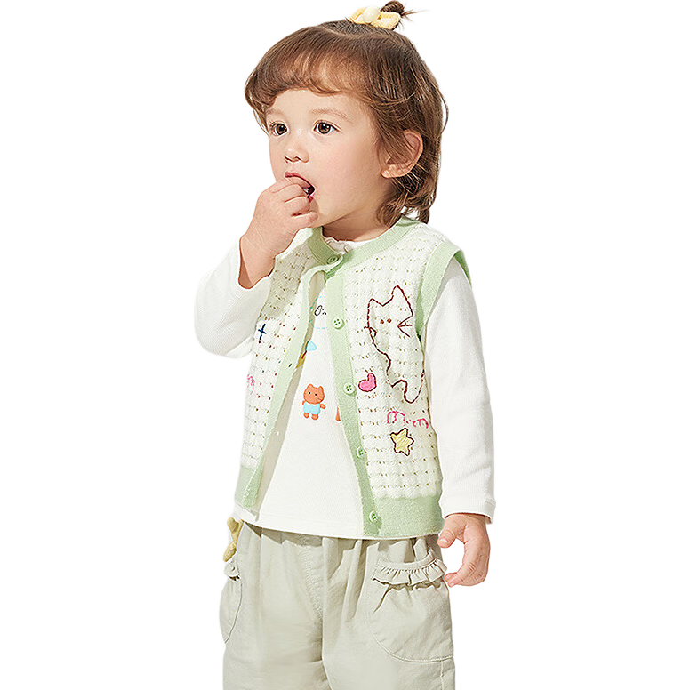 Balabala Girls' Vest Autumn Winter 2025 Knitted Sleeveless Sweater Kidswear [Mall Same Style] 200125101001