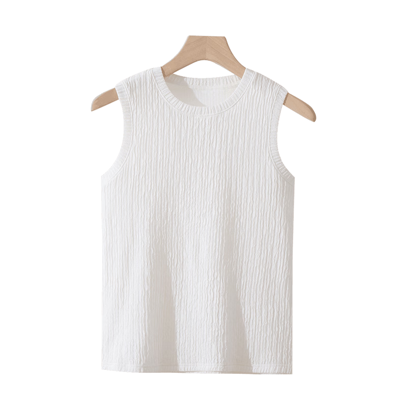 Nanjiren Women's Summer Thin Sleeveless Tank Top T-Shirt Elegant Commuter Base Vest White M