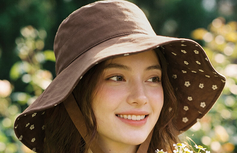 CACUSS Women's Spring Summer Wide Brim Sun Hat Outdoor Fisherman Hat Pure Cotton Printed Sun Hat Night Blooming Flowers 10