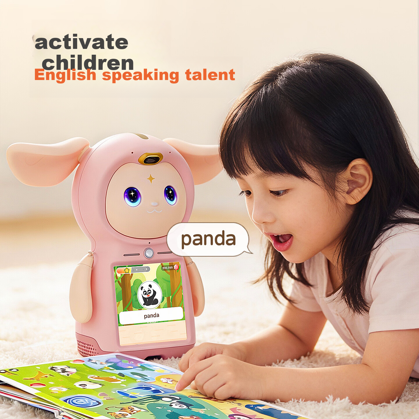 Doqee AI Little Foreign Teacher Robot PRO Pink Companion Robot English Learning Early Education Enlightenment Preschool Connection Reading Picture Book Smart Toy Children's Educational New Year Gift