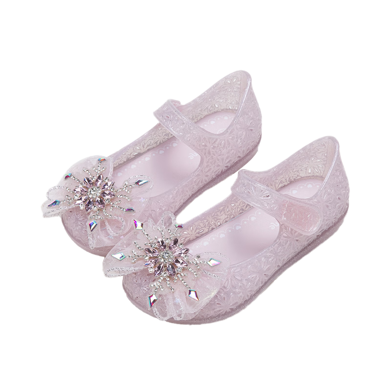 Fulomi Girls Summer Sandals New Sweet Stylish Princess Crystal Shoes Non-slip Lightweight Jelly Shoes Pink 28