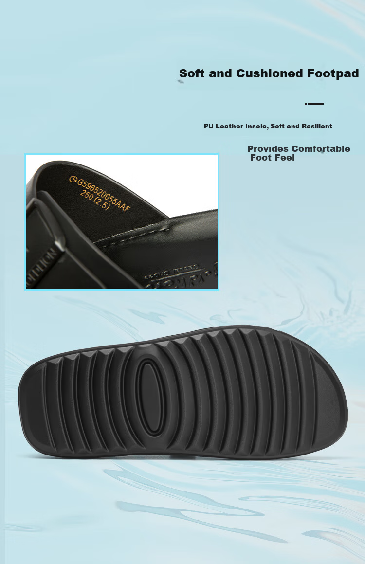 Goldlion Men's Beach Sandals Summer Wearable New Trendy Casual Slippers G596520055AAF Black Size 39 5