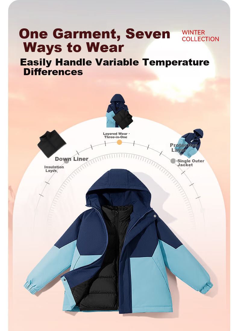 Baleno Children's Fleece Jacket 2025 Winter Style for Older Kids, Color-Block Warm Padded Coat for Boys And Girls, Windproof Parka 7