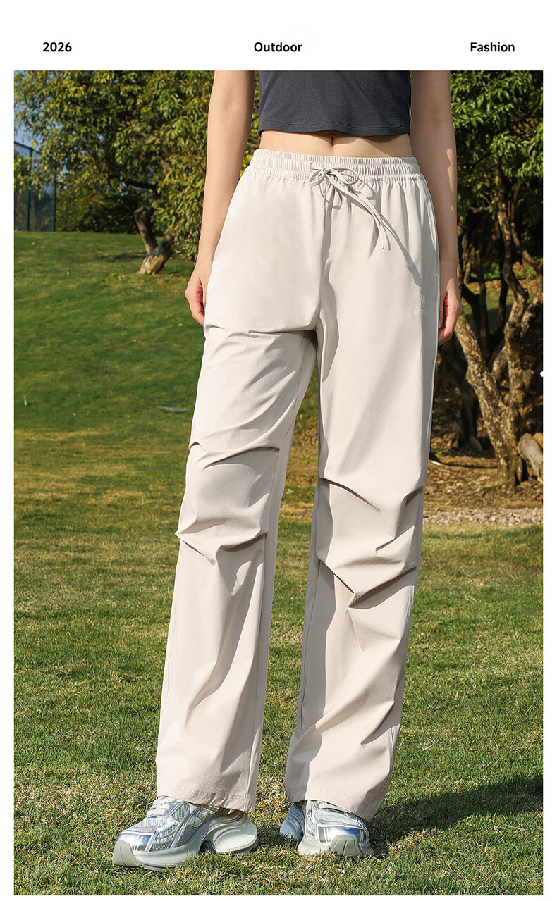 CAMEL Women's Outdoor Hiking Paratrooper Pants Loose Stretch Sports Casual Trousers Y26BA4L0012 Phantom Black L 26