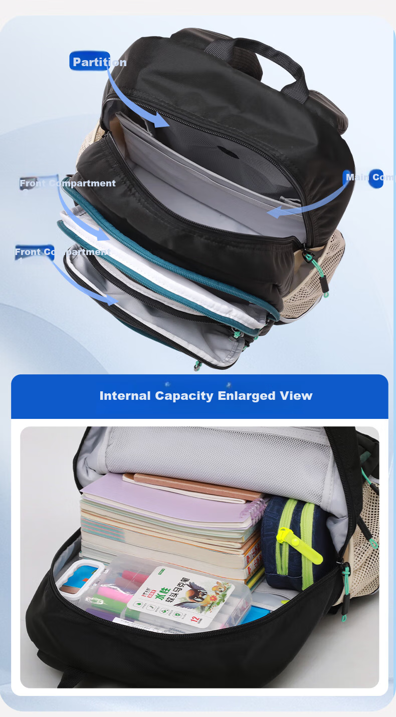 DR·KONG Primary School Backpack for Grades 3-6, Ergonomic Spine Protection, Lightweight Large Capacity Kids School Bag for Boys and Girls 20