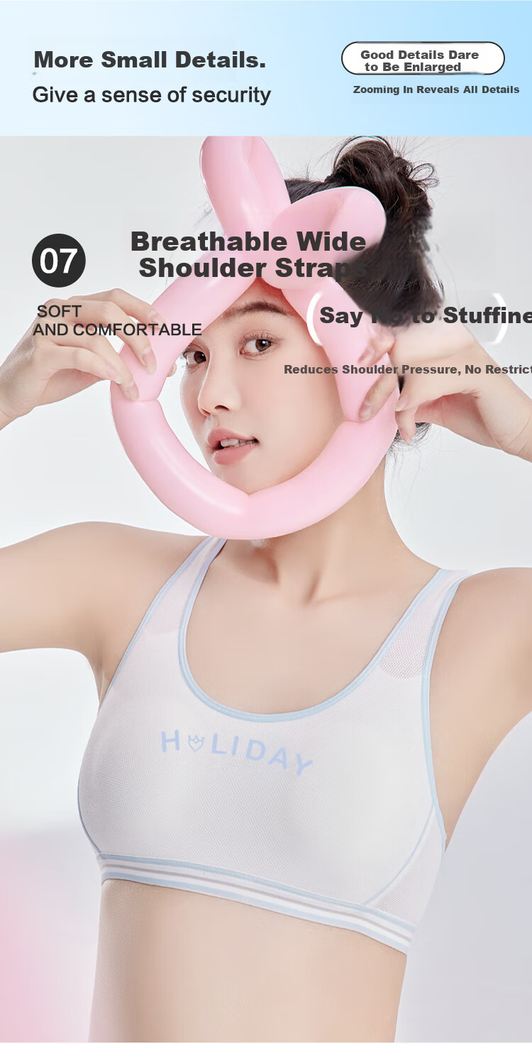 Hodohome Girls' Bra Development Stage 2 Class A Modal Mesh Sports Shock Absorption Vest 002 Pink B80 10